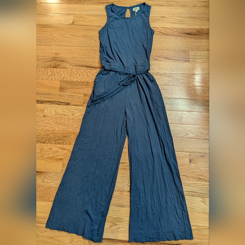 NWT Portside Jumpsuit Womens S Organic Cotton Linen Blue Lightweight Pocket